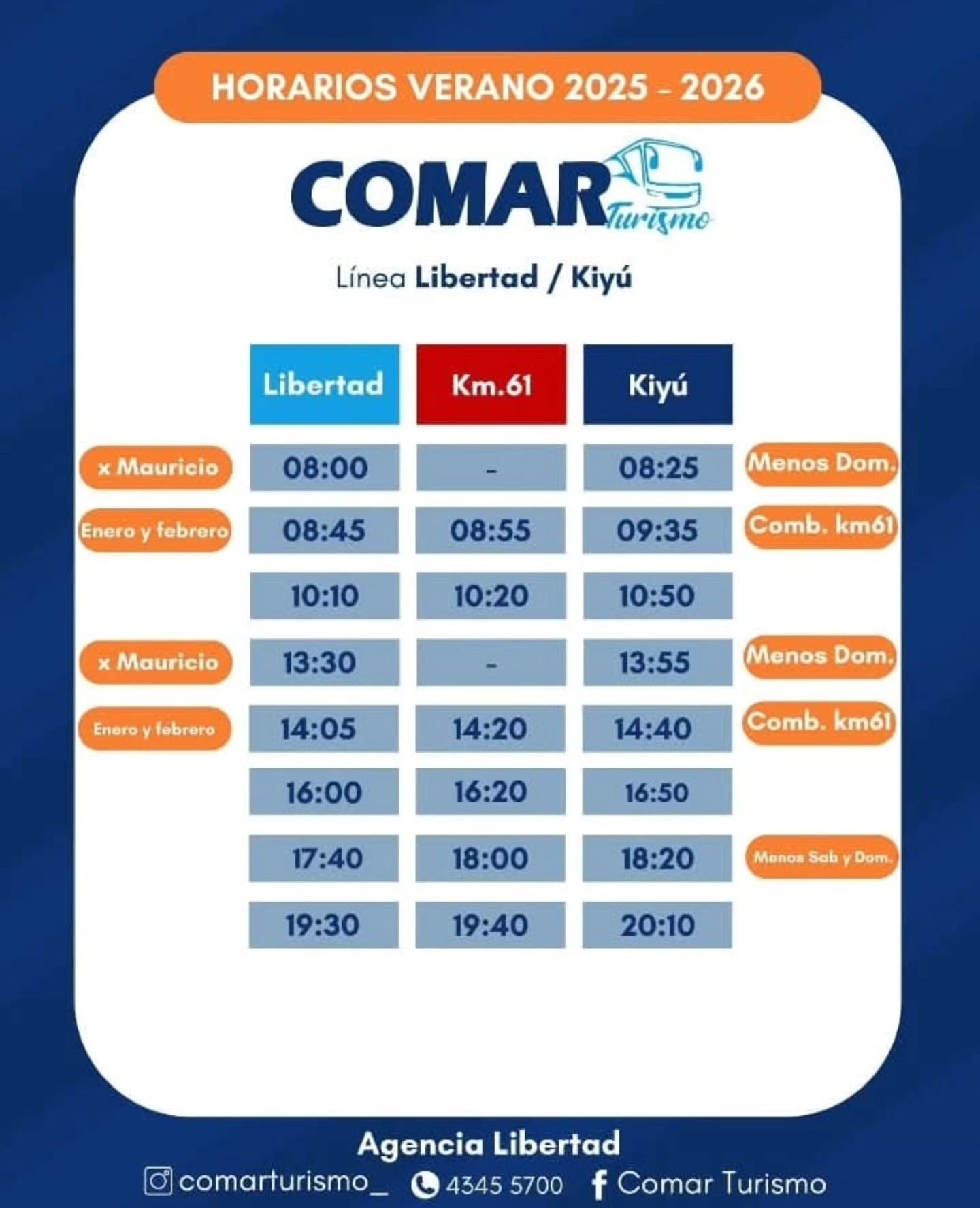 HORARIOS DE COMAR