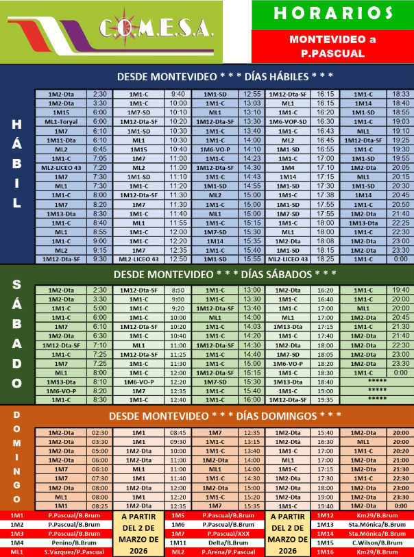 HORARIOS C.O.M.E.S.A