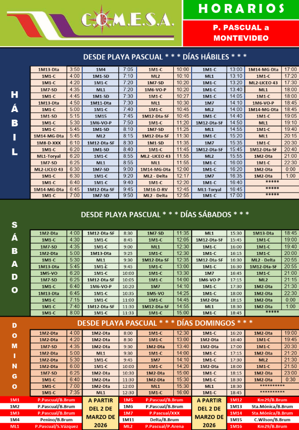 HORARIOS C.O.M.E.S.A